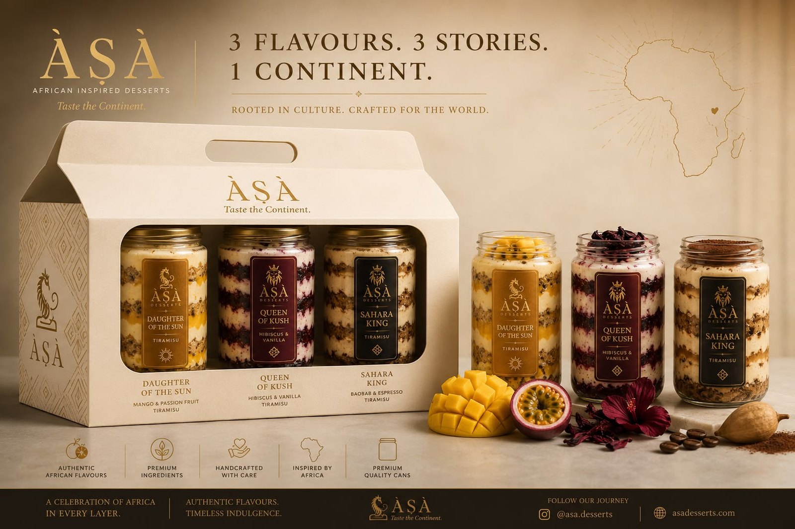 ÀṢÀ Desserts gift box · three flavours, three stories, one continent